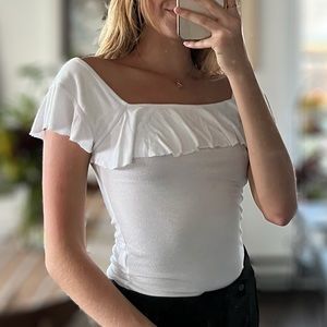 Free People white off the shoulder shirt, very girly and flirty